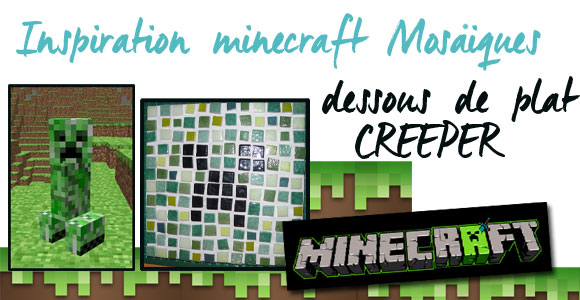 Mosaïque Minecraft : le creeper en tesselles